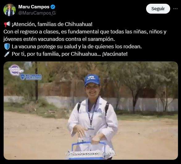 Llama Maru a vacunar a menores contra el sarampión ante regreso a clases