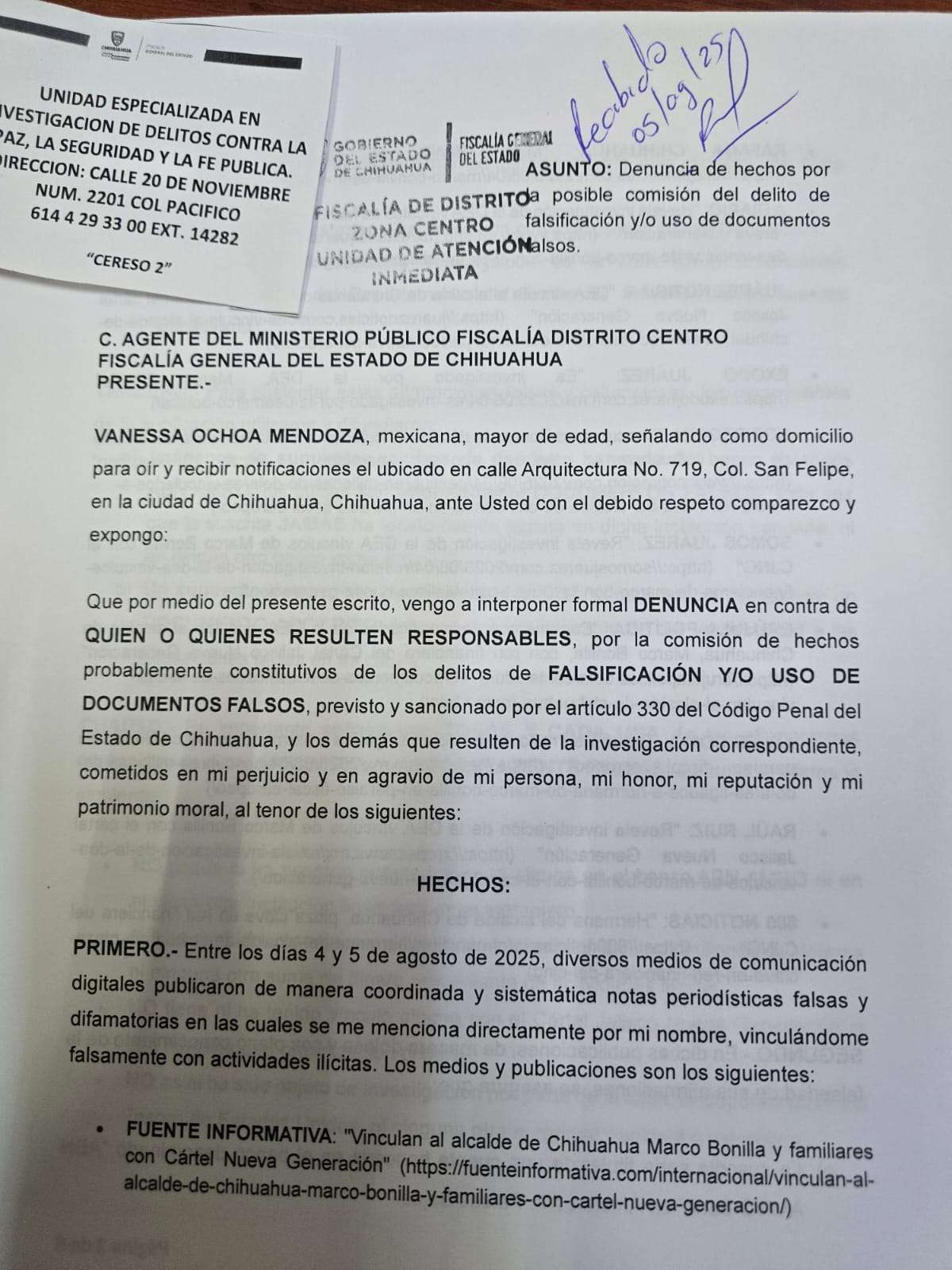 Denuncia hermana de Bonilla a medio por falsificar documentos