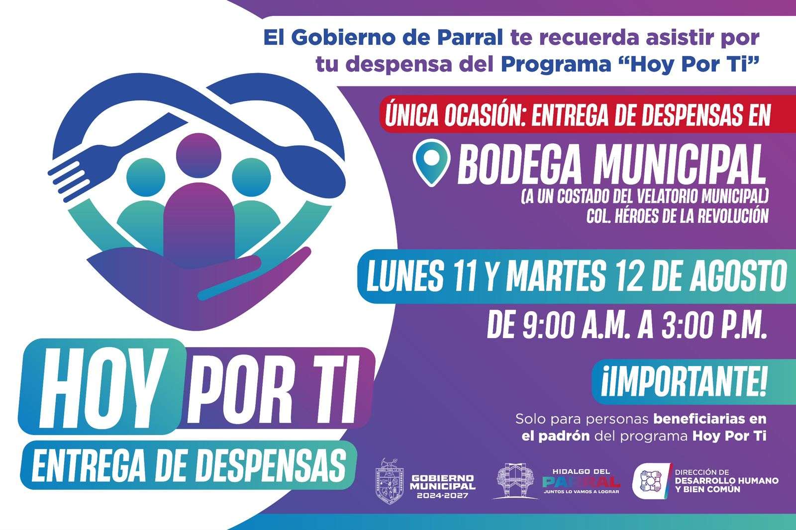 Alistan entrega de despensas del programa Hoy Por Ti en Parral