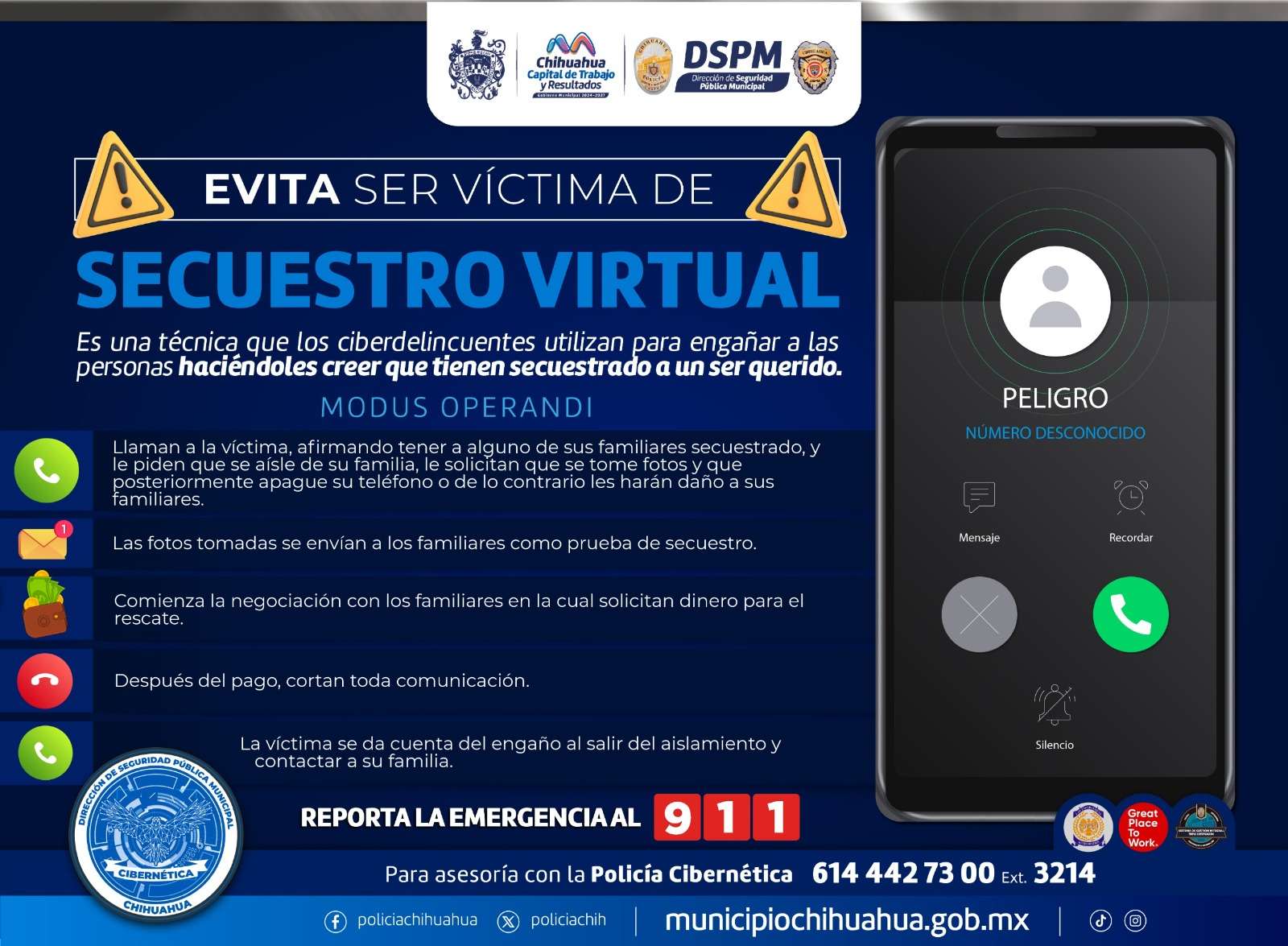 Evitan secuestro virtual en la ciudad