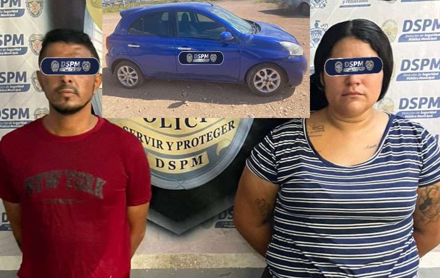 Detienen a pareja por 5 atracos a comercios