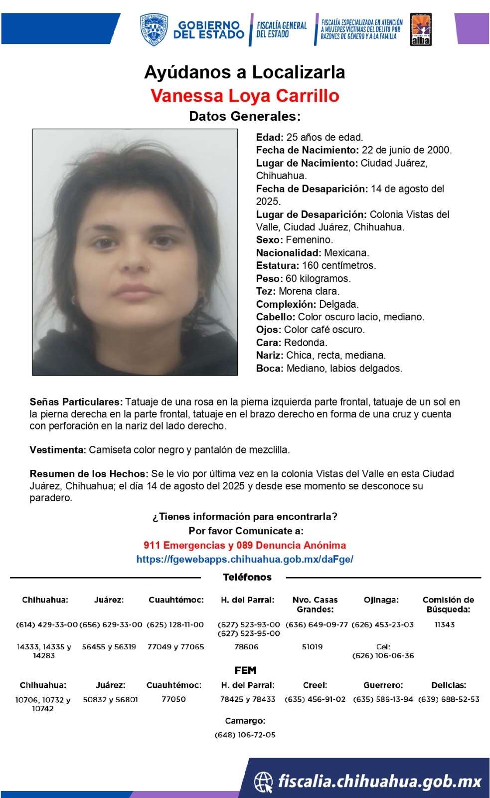 Desaparece joven de 25 años en Vistas del Valle