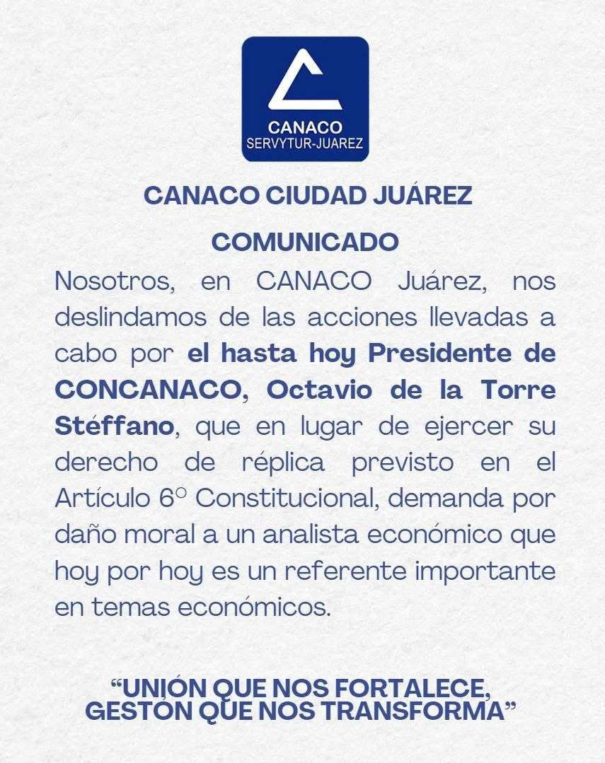 Se deslinda Canaco de Octavio de la Torre