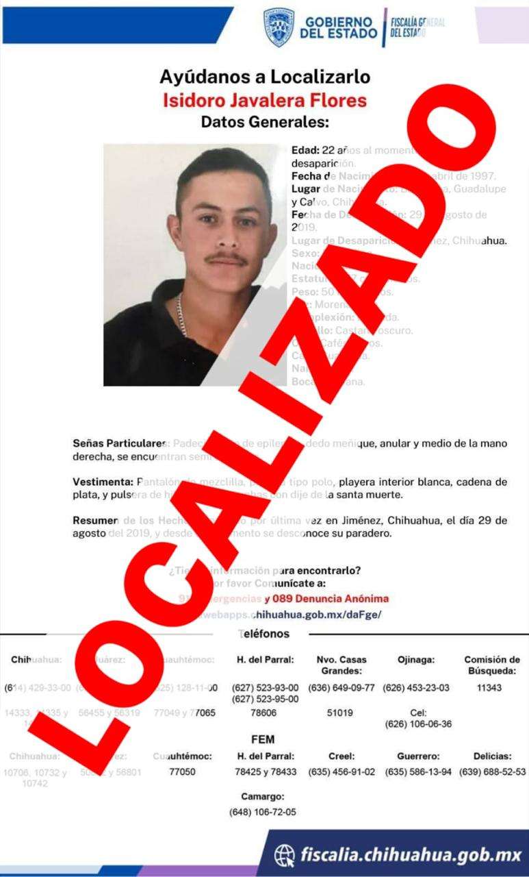 Localizan a joven desaparecido hace 6 años en Guadalupe y Calvo 