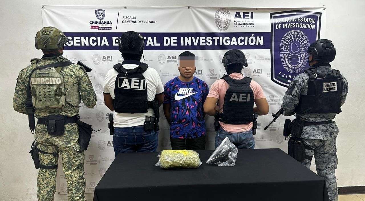 Detienen a hombre con marihuana y arma de fuego