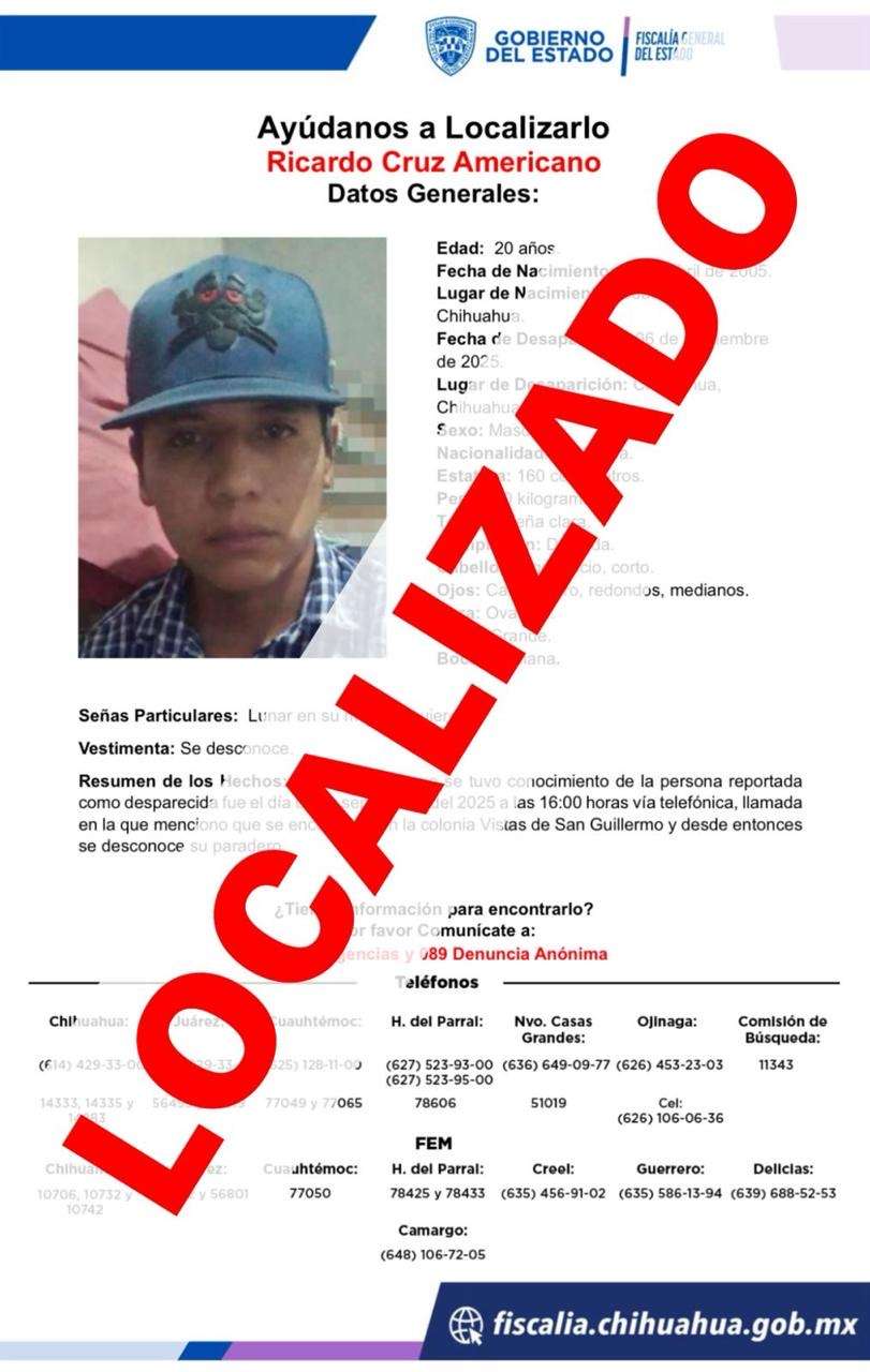 Hallan en Cuauhtémoc a chihuahuense desaparecido   