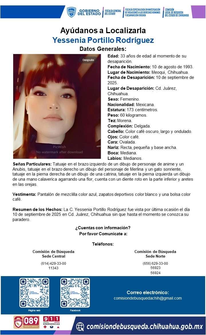 Solicitan apoyo para encontrar a Yessenia Portillo, desaparecida el 10 de septiembre 