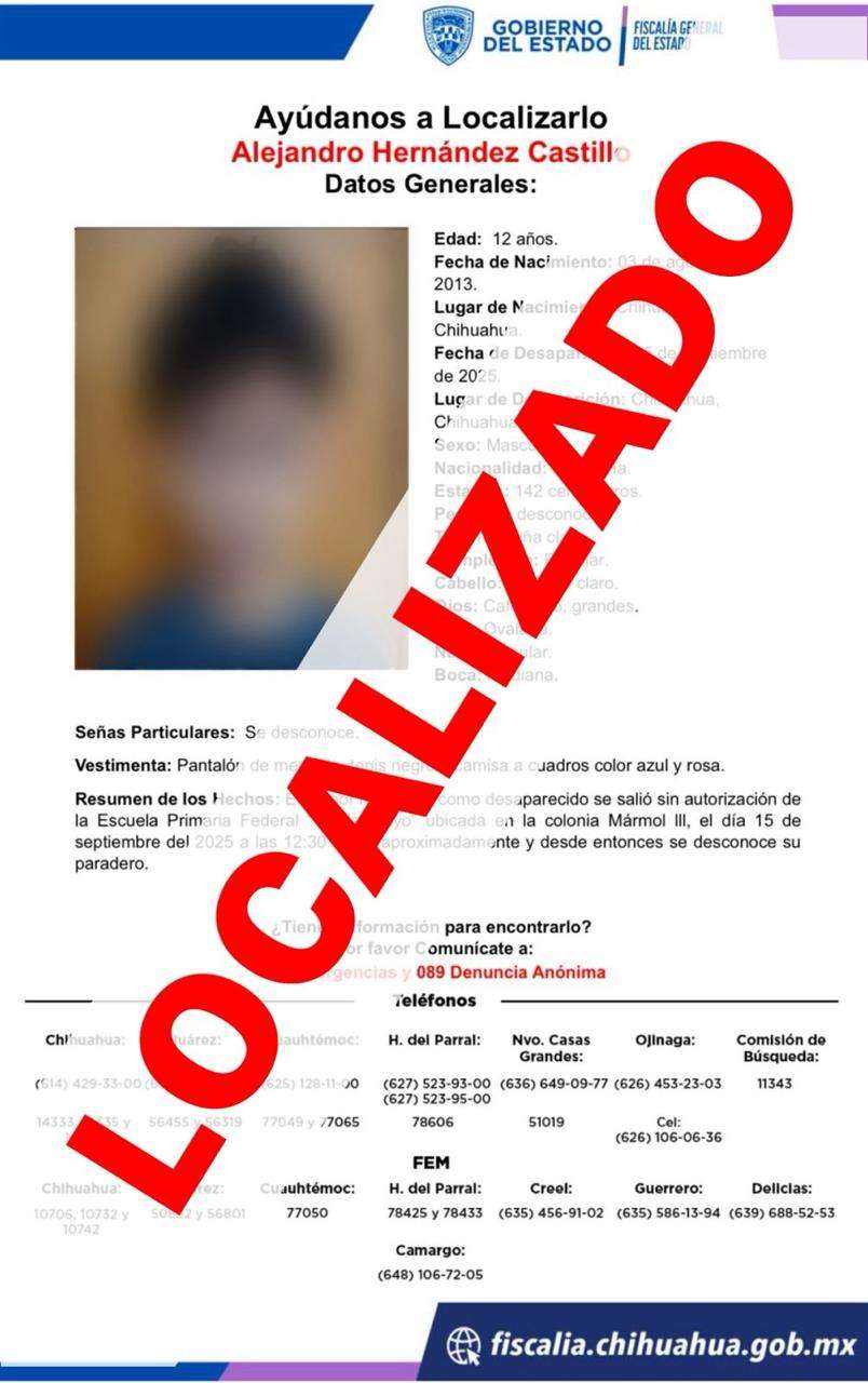 Hallan a menor que salió sin permiso de primaria en la ciudad

 