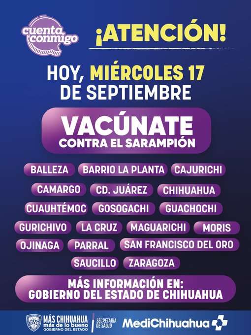 Inician jornadas de vacunación contra el sarampión en el estado