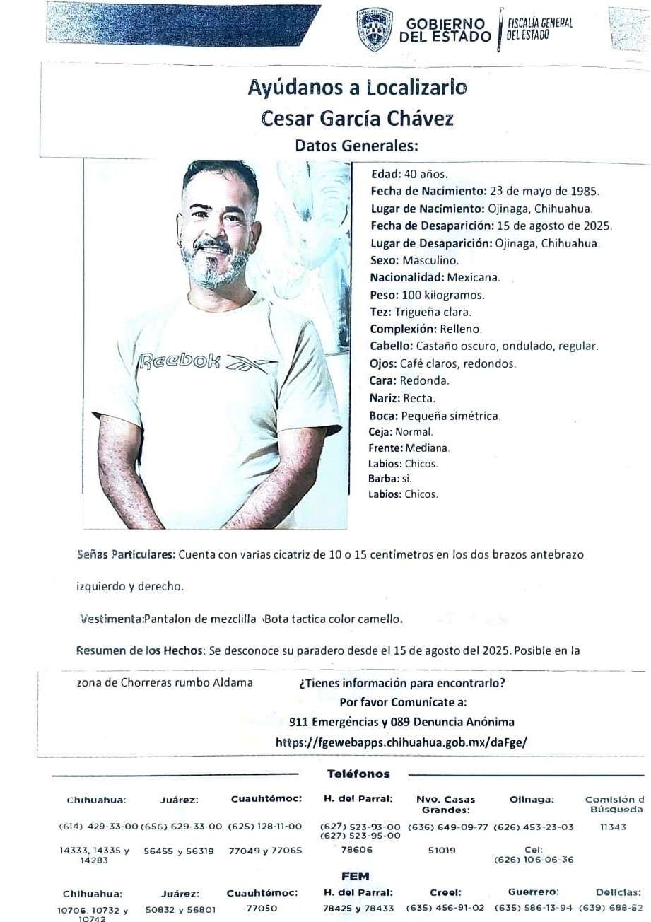 Desapareció hace un mes en Aldama y hoy lo velan en Ojinaga