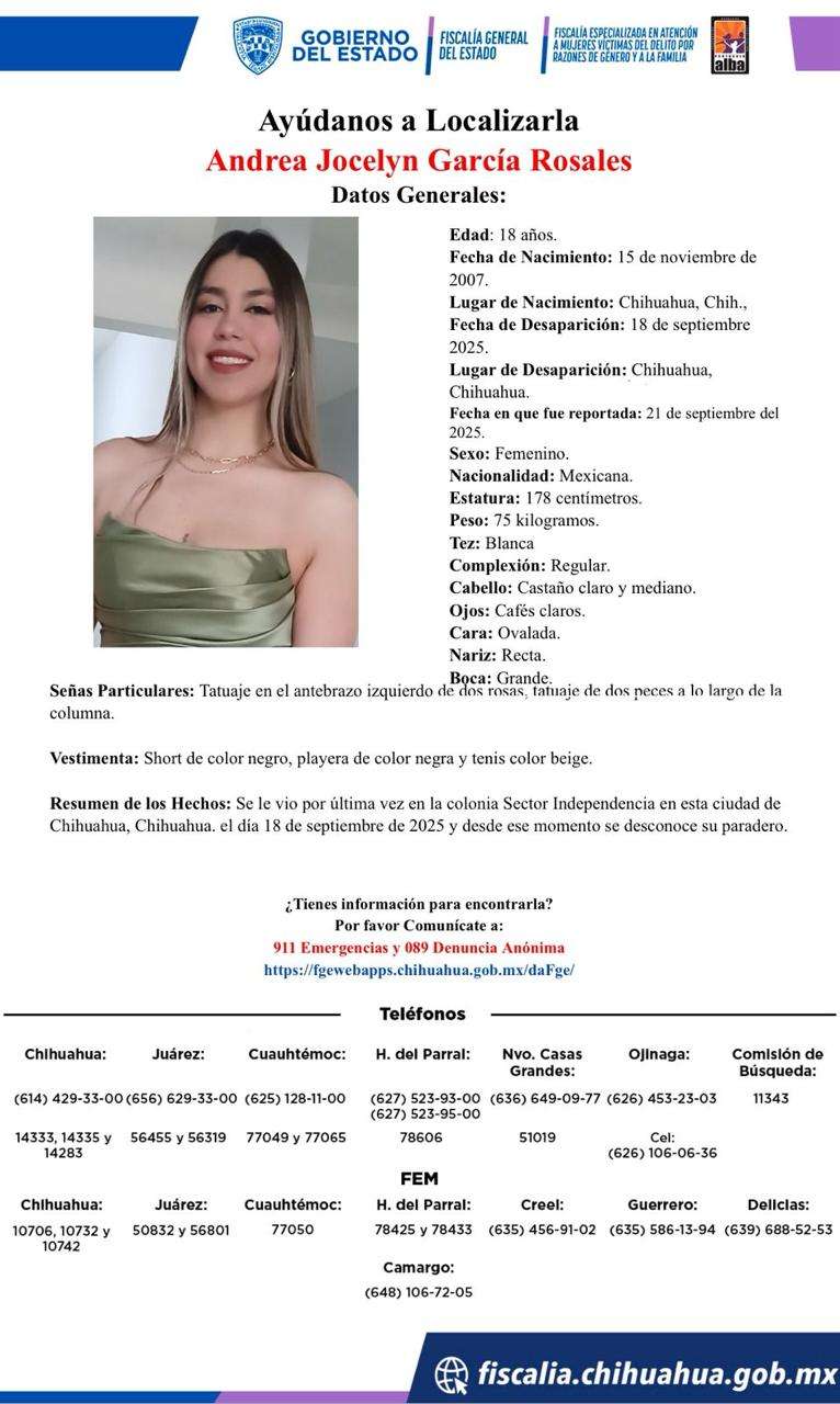 Desaparece Andrea Jocelyn en la colonia Sector Independencia