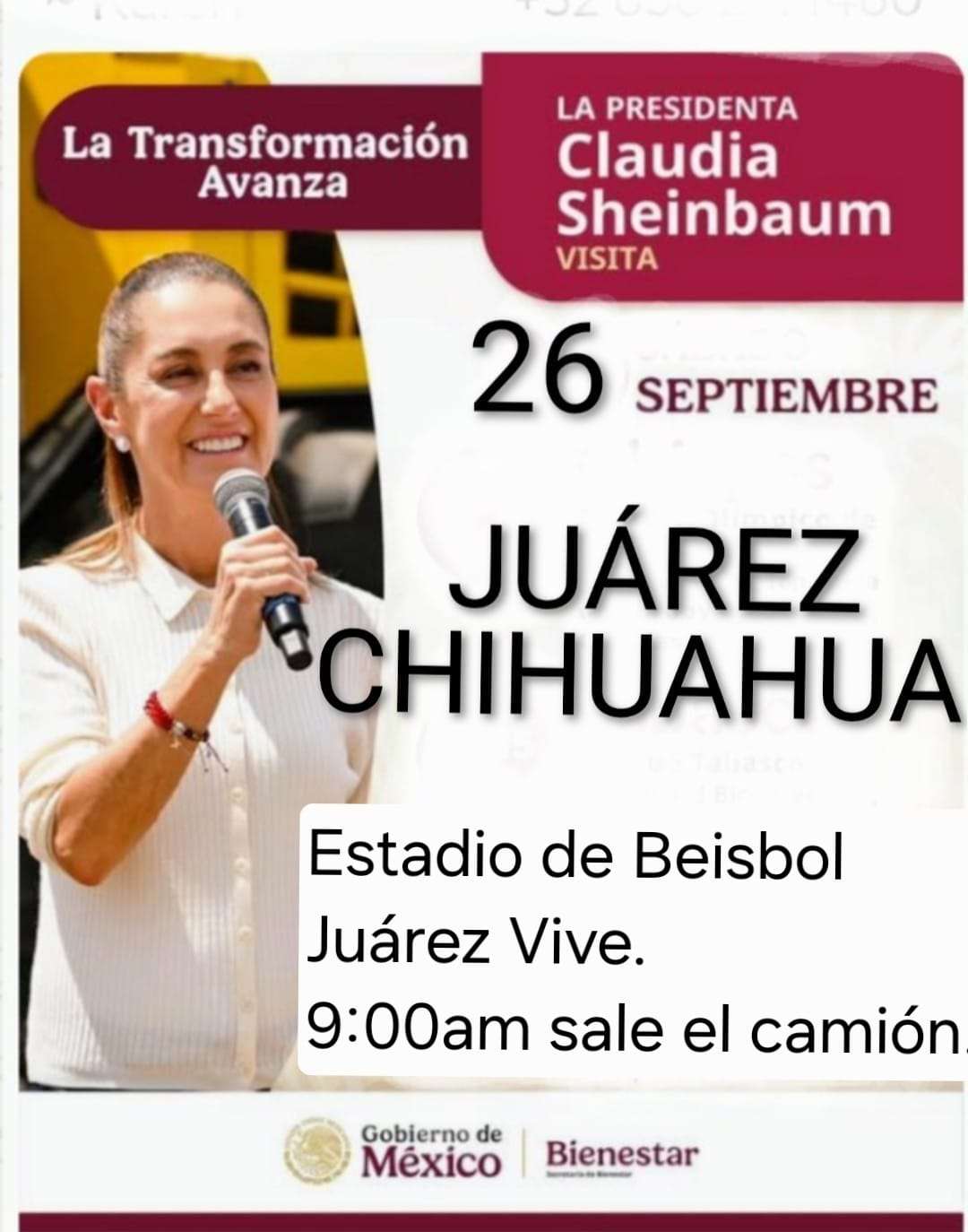 Moviliza acarreo guinda a juarenses para llenar el estadio en visita de Sheinbaum