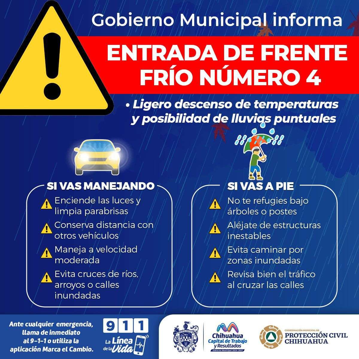 Entra hoy frente frío 4 a la ciudad con fuertes lluvias