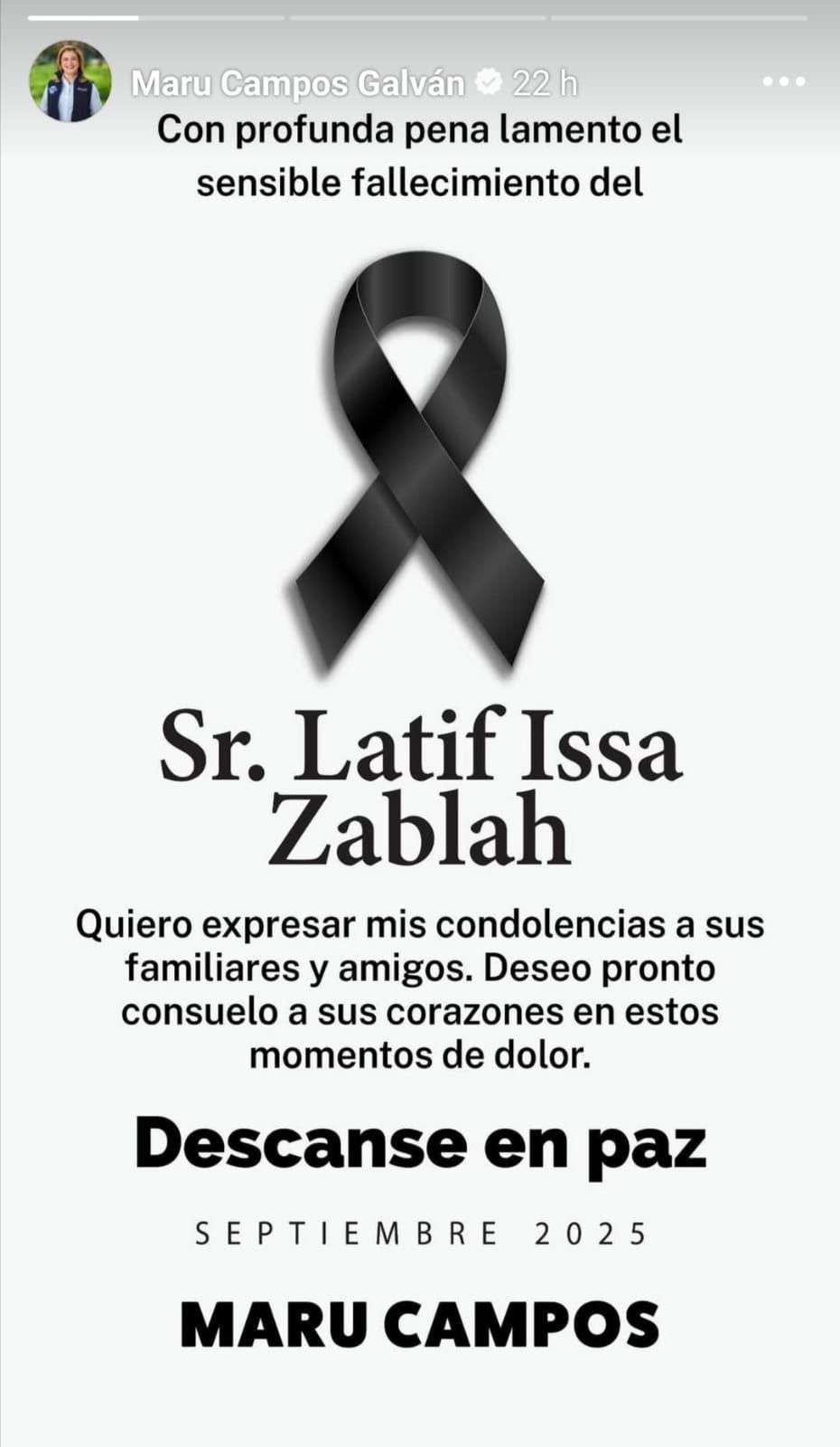 Lamenta Maru muerte de Latif Issa Zablah el destacado filántropo de Delicias