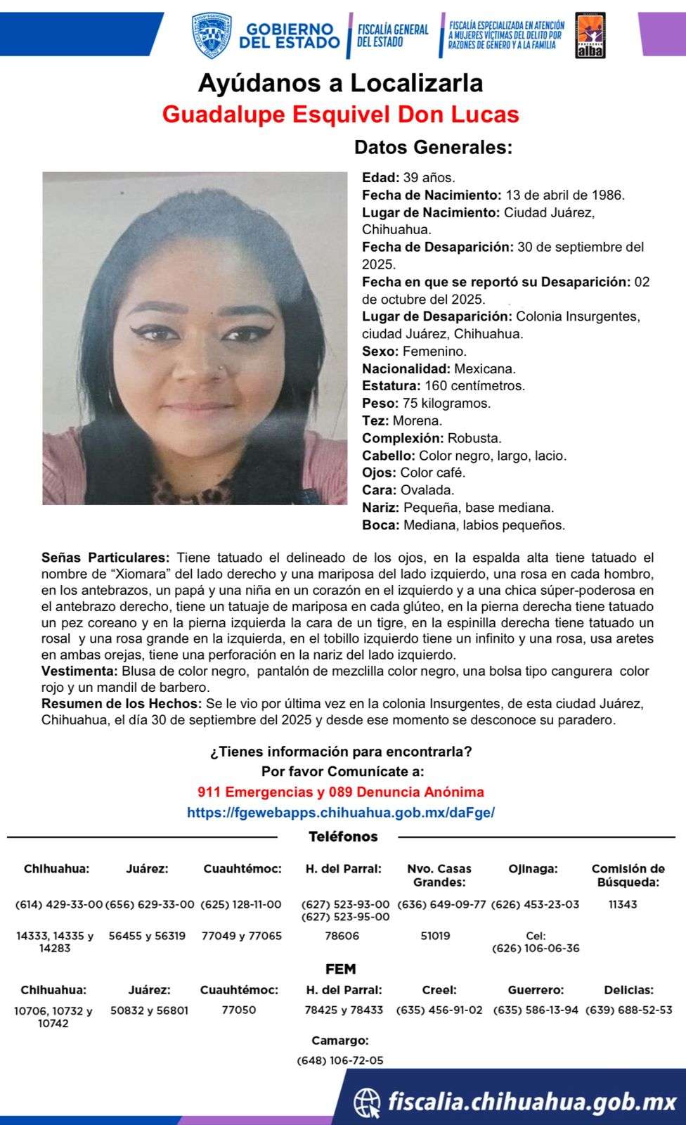 Buscan a Guadalupe, desaparecida en Insurgentes