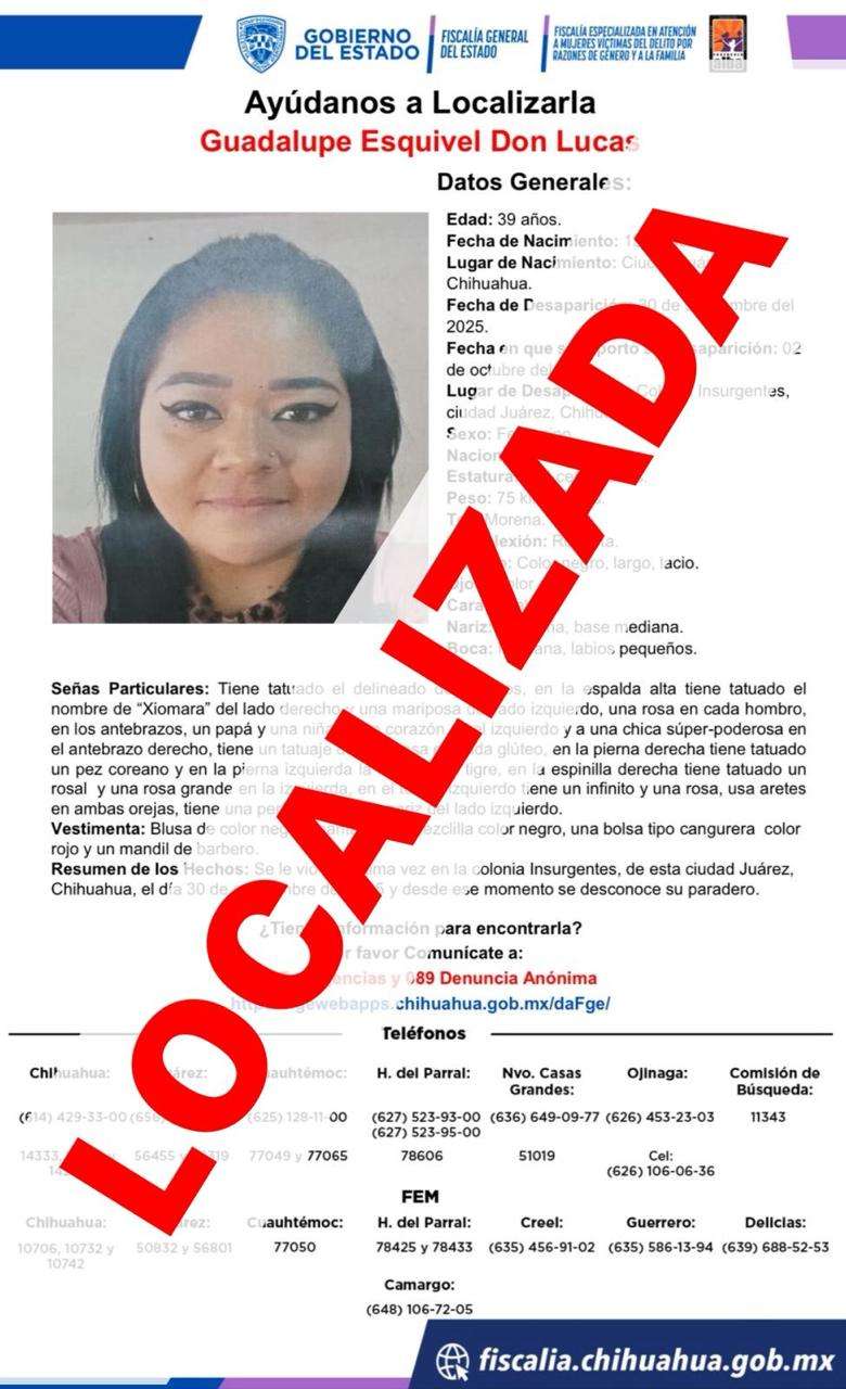 Localizan sana a mujer reportada como extraviada 
