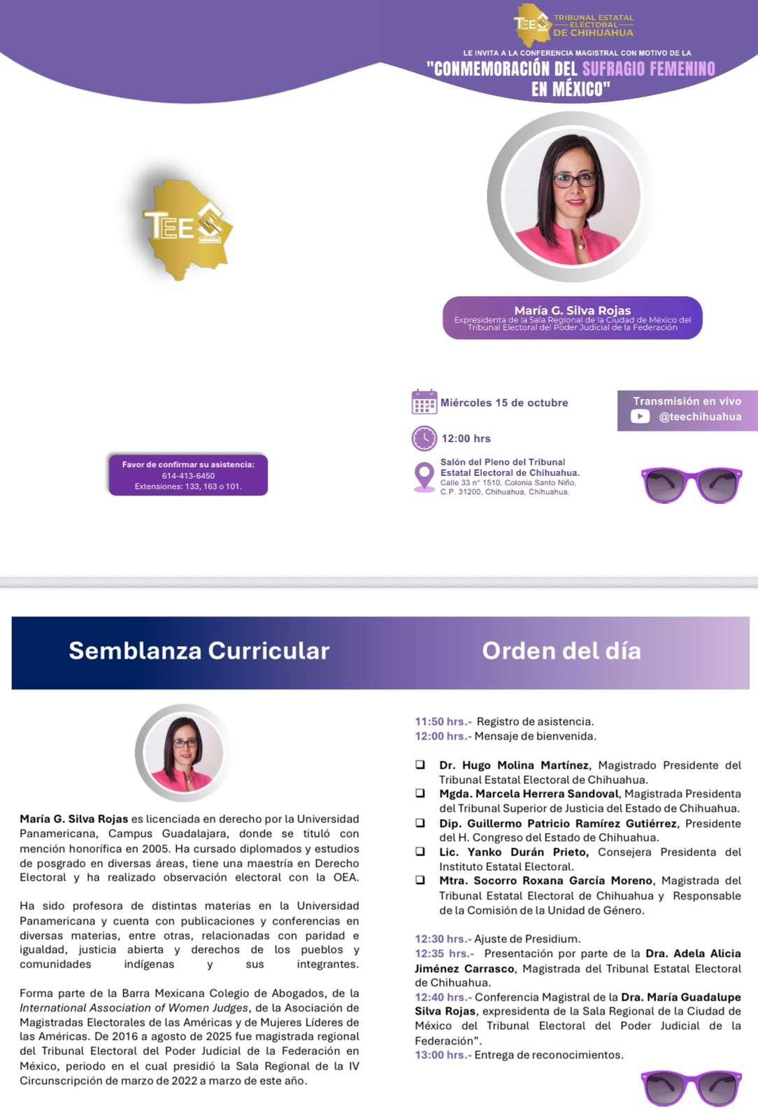 Alista el TEE conferencia magistral en conmemoración del sufragio femenino