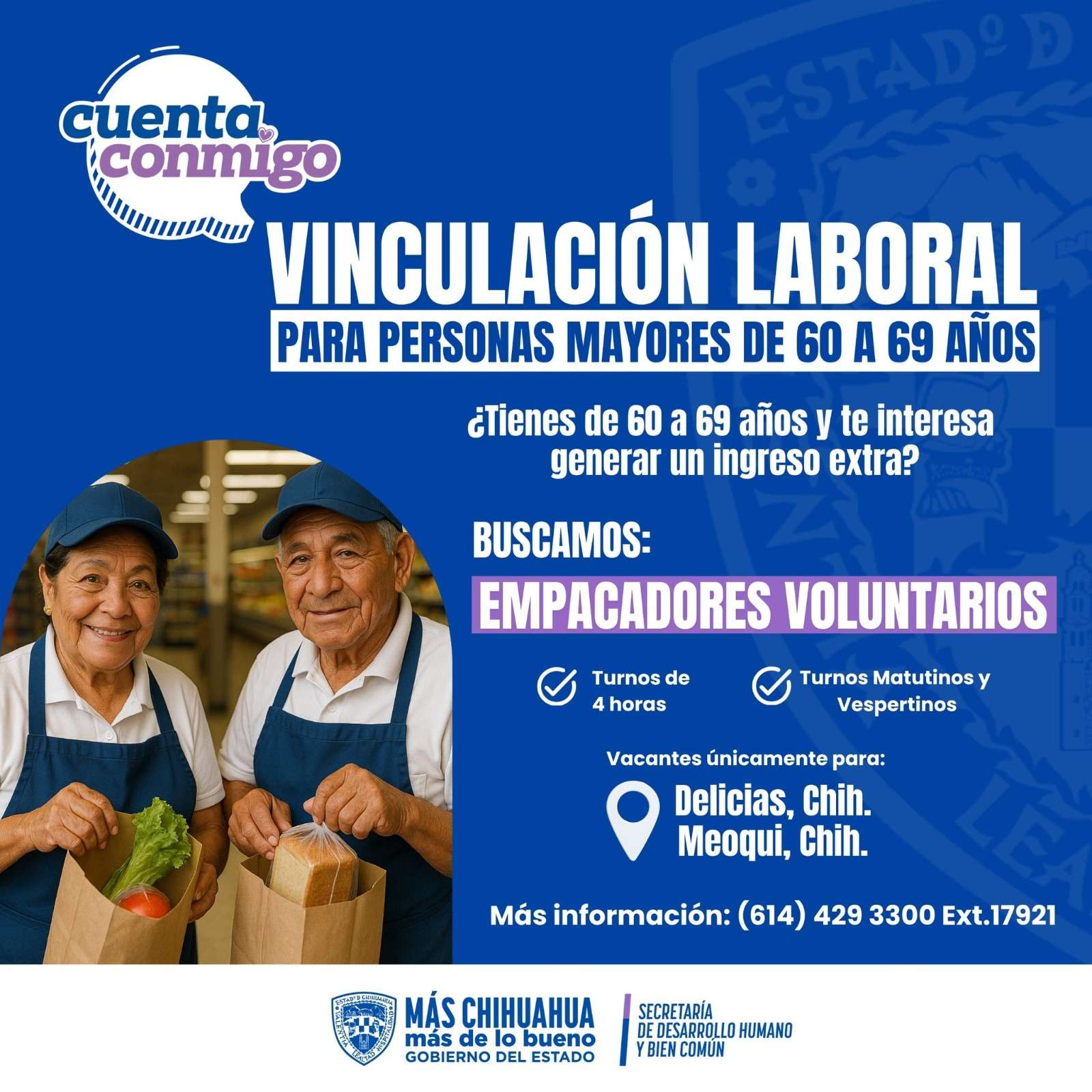 Abren nuevas vacantes laborales para personas adultas mayores en Delicias y Meoqui