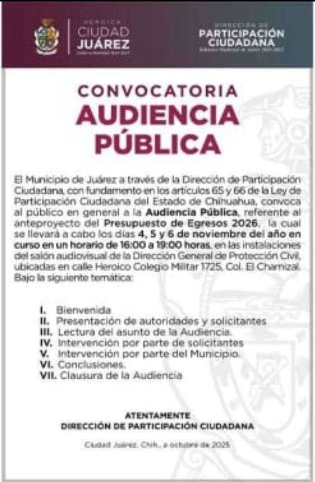 Convocan a Audiencia Pública sobre Presupuesto 2025