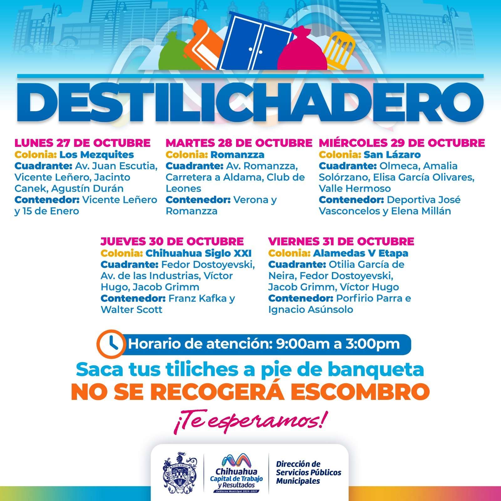 Visitará programa Destilichadero cinco colonias del 27 al 31 de octubre