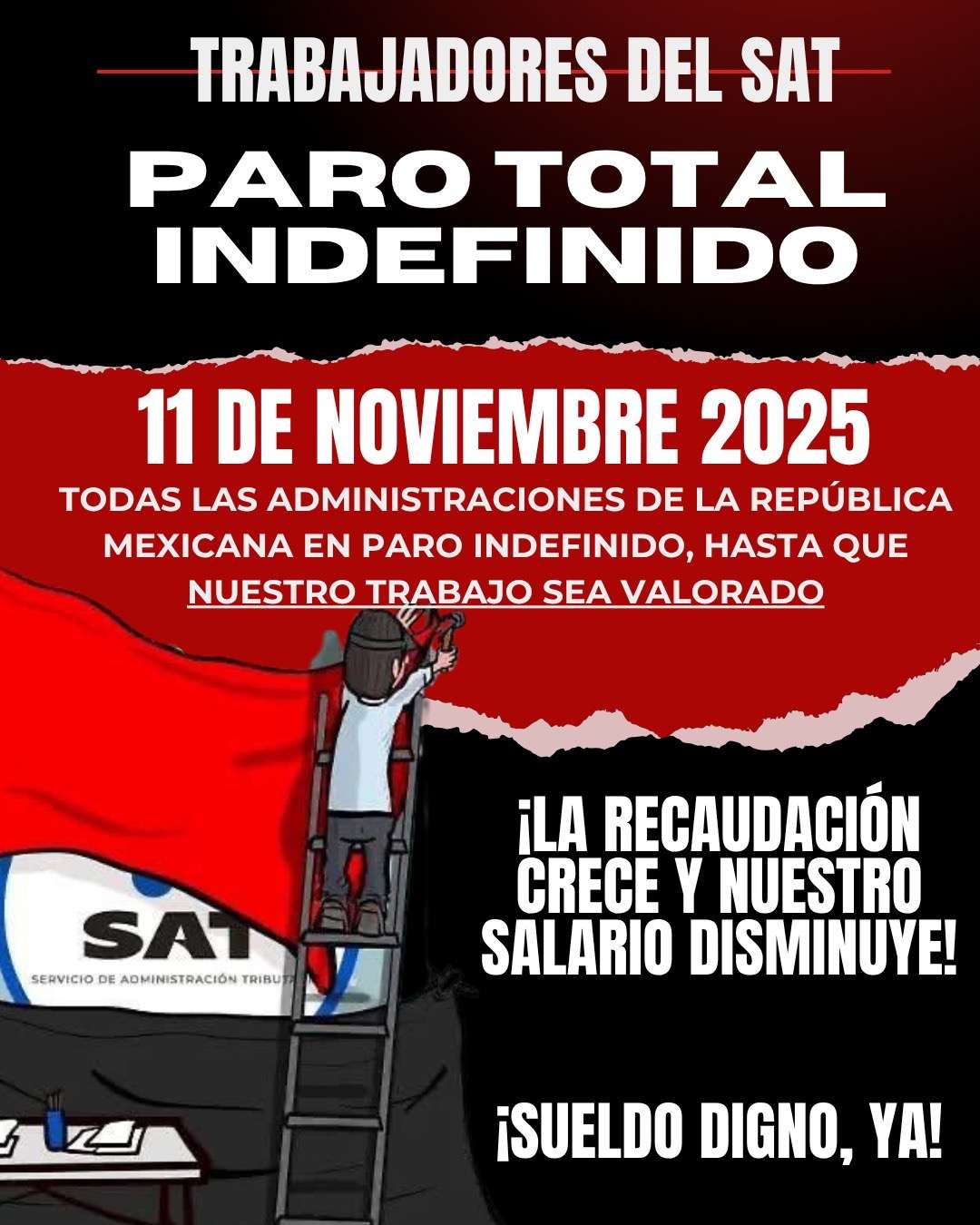 Se suman trabajadores del SAT en Juárez a paro nacional indefinido