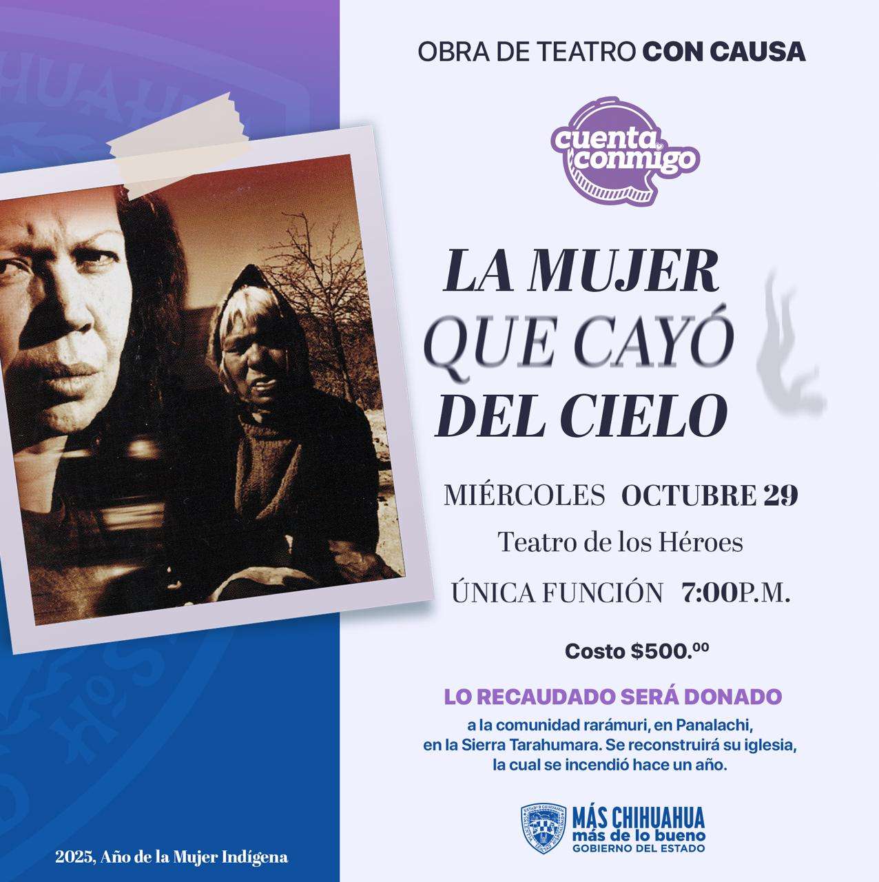 Presentan la obra La mujer que cayó del cielo 