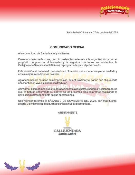 Cancelan por seguridad callejoneada en Santa Isabel