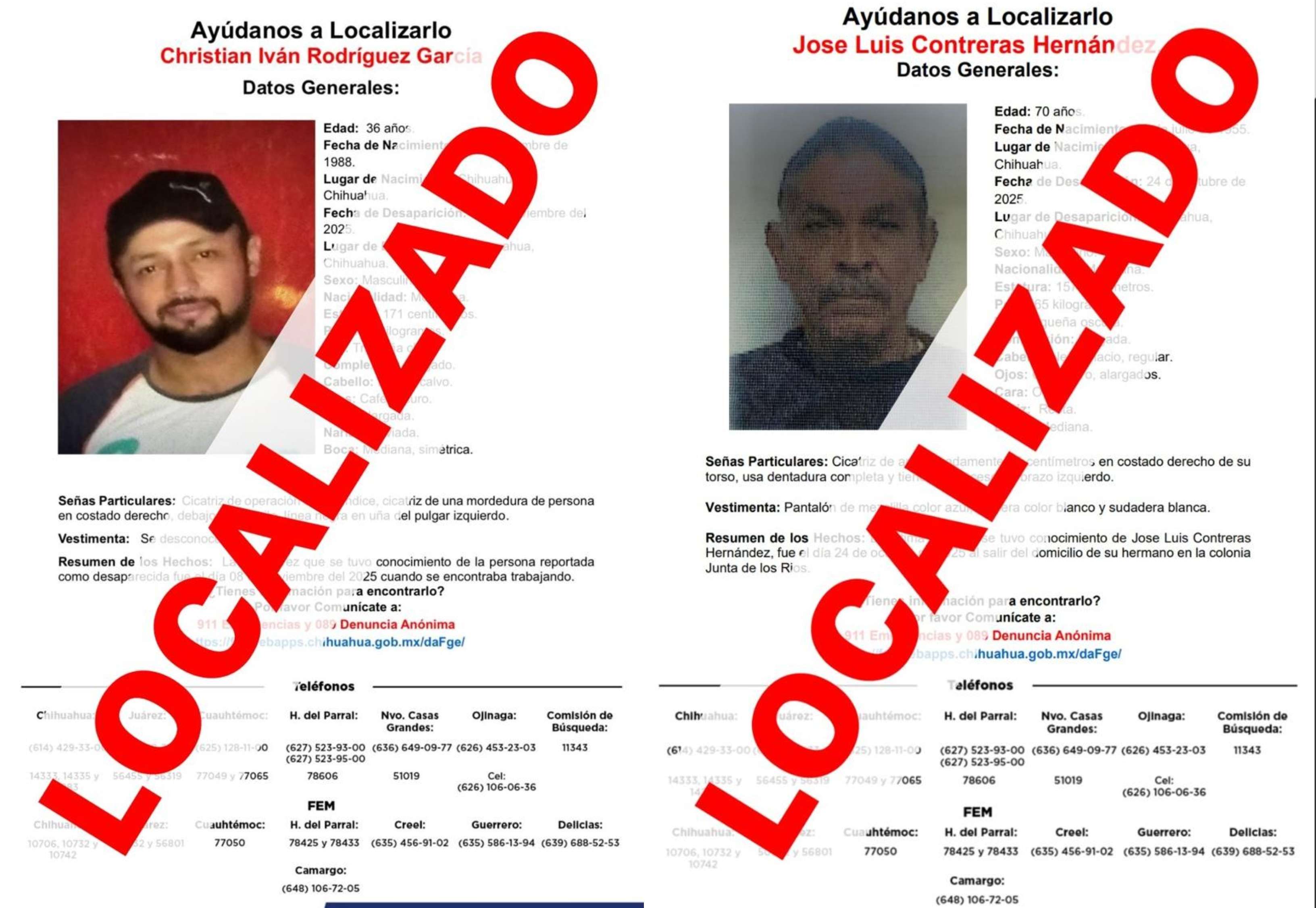 Hallan a dos desaparecidos en la ciudad 