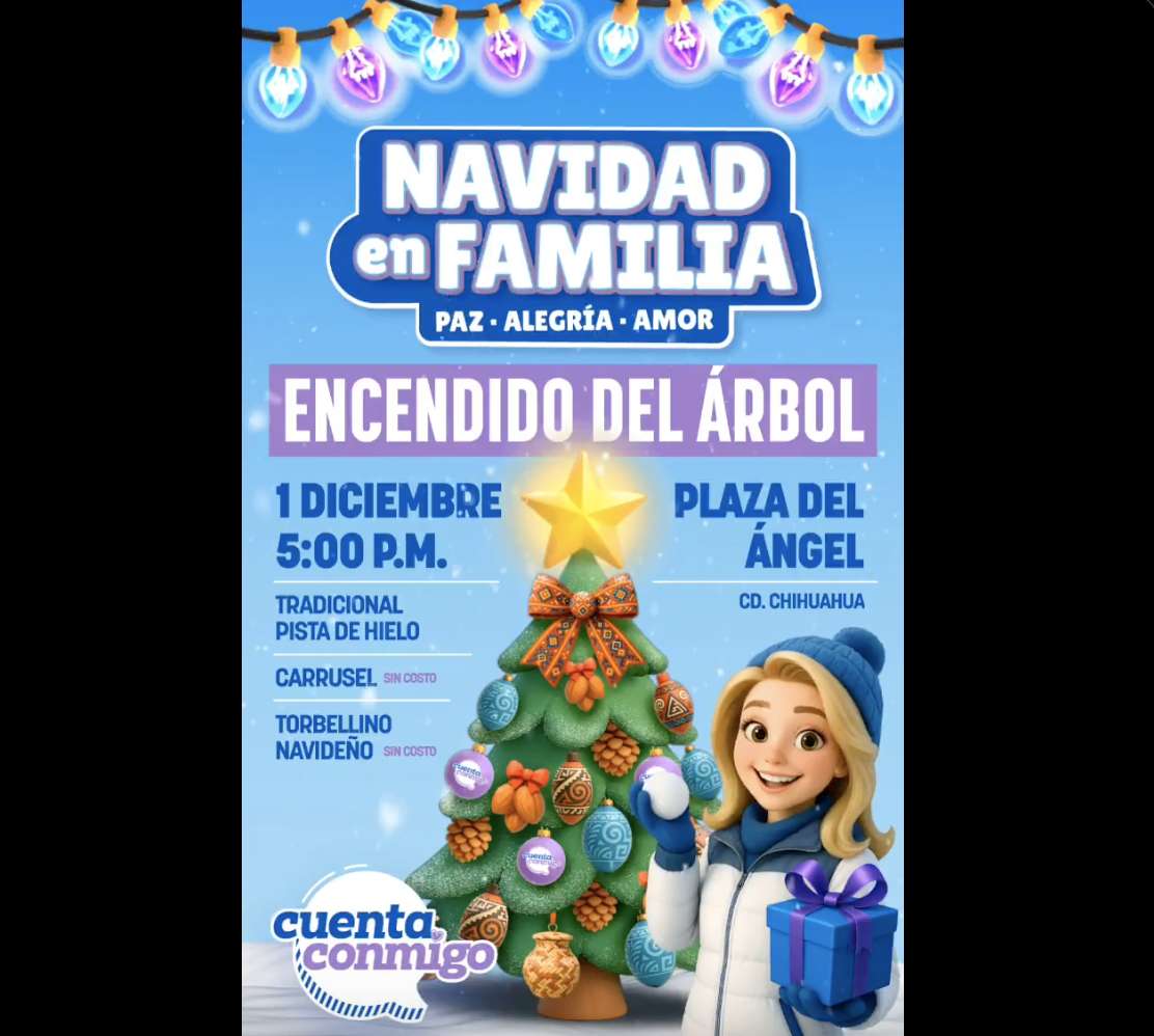 Invita Maru al encendido del árbol navideño en el Ángel
