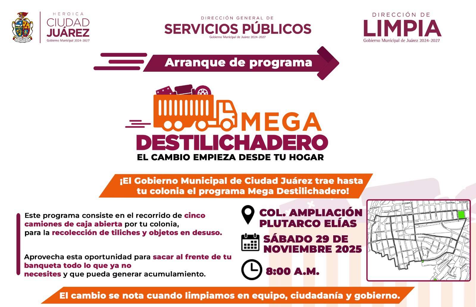 Realizarán mañana destilichadero en la Ampliación Elías Calles 