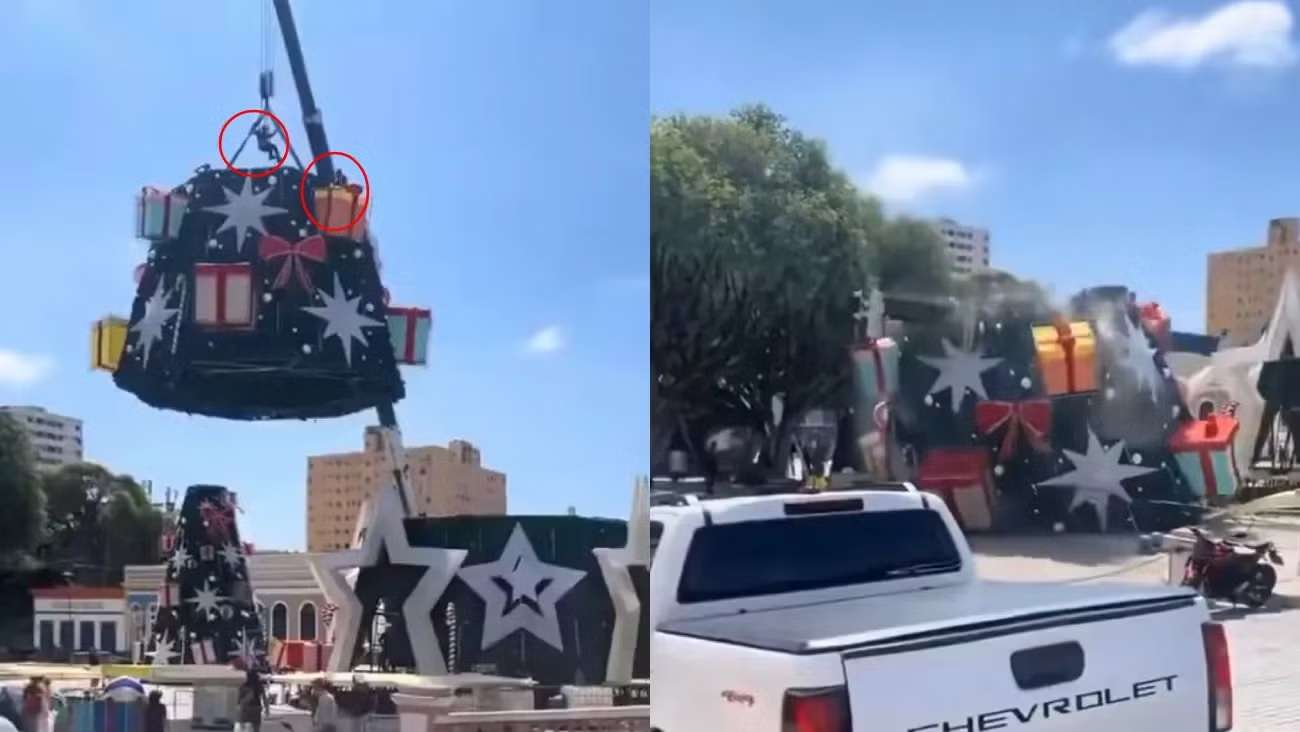 Cae árbol navideño y deja un muerto y un herido