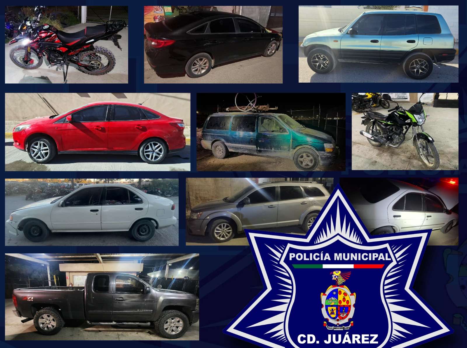 Recupera policía municipal 11 vehículos robados 