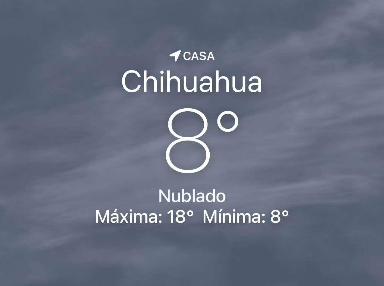 Sigue nuboso con temperatura de 8 grados centígrados 