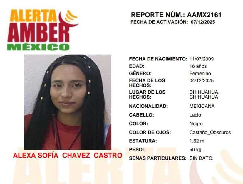 Buscan a adolescente desaparecida en la ciudad de Chihuahua