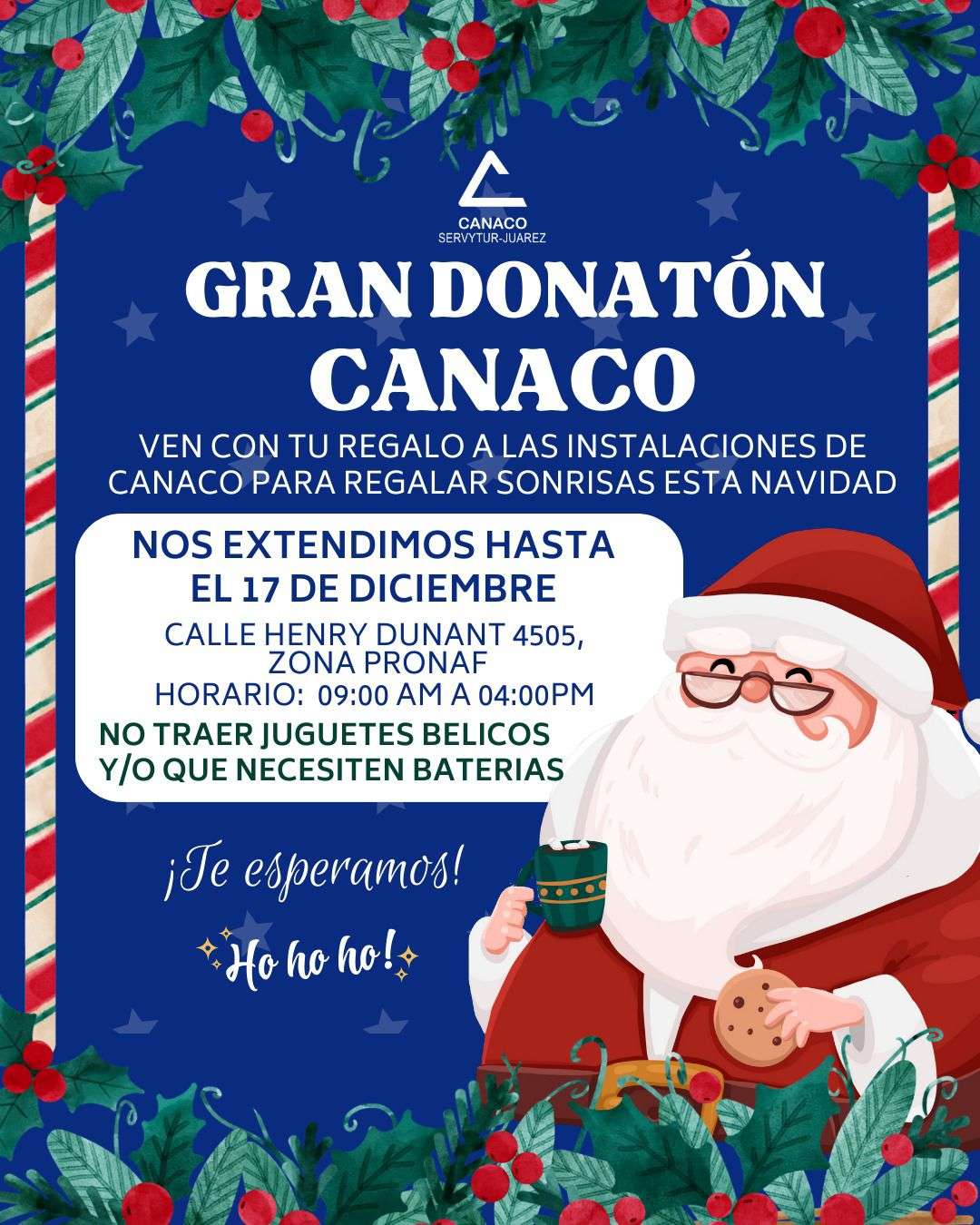 Extienden hasta el 17 de diciembre Donaton Canaco