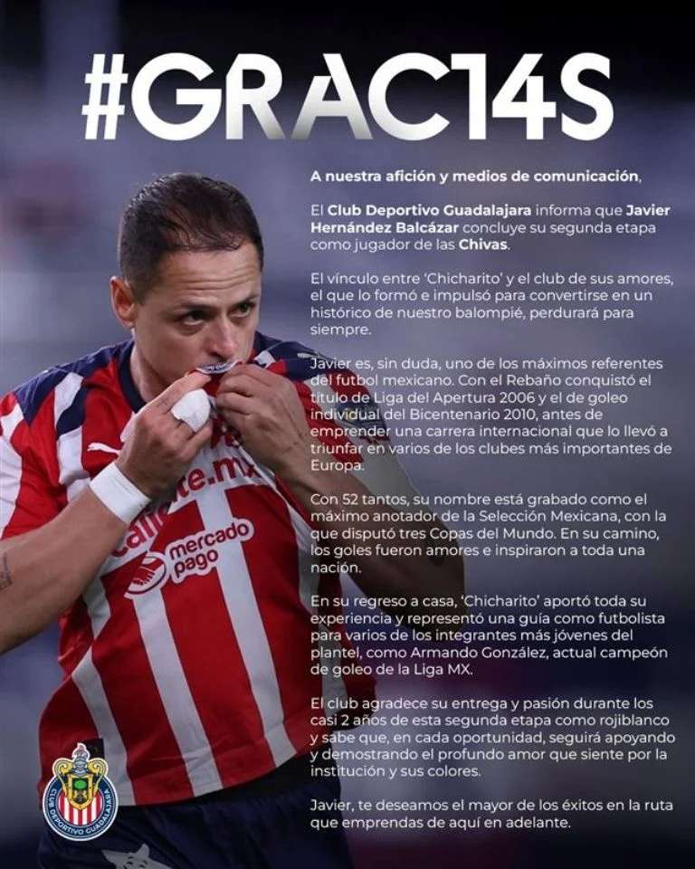 Despide Chivas al Chicharito