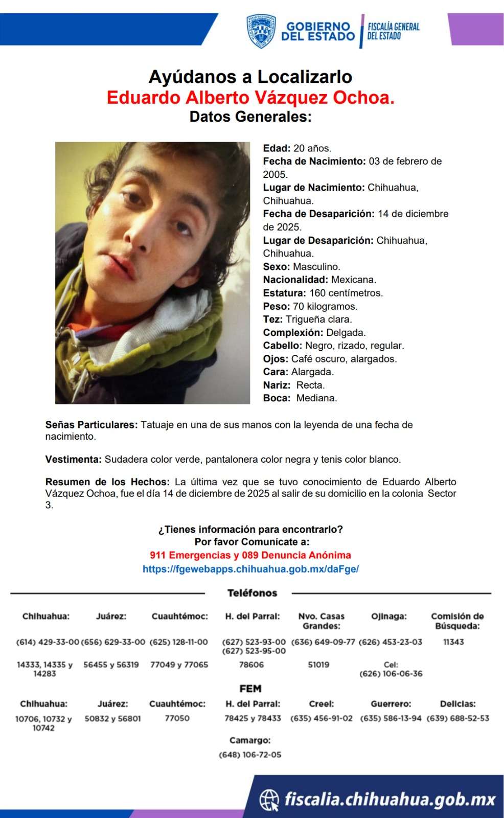 Buscan a joven desaparecido en la colonia Sector 3