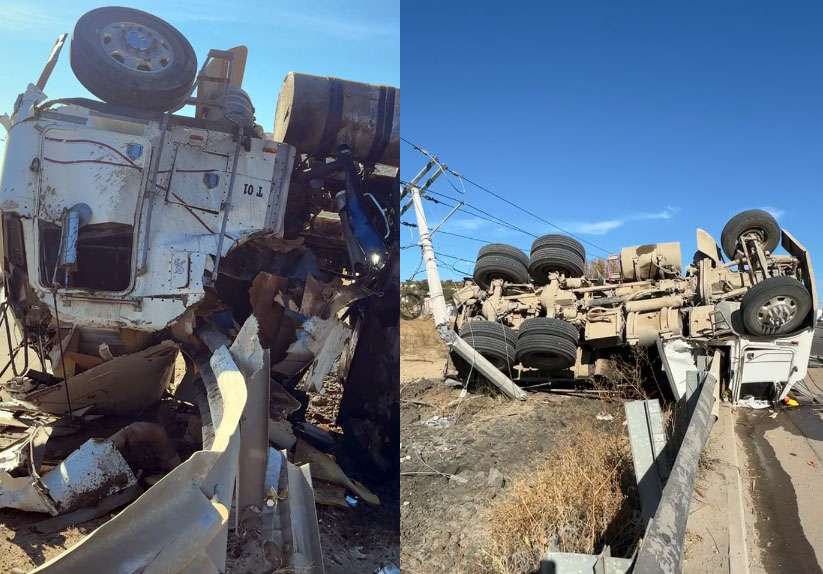 Vuelca dompe en Parral