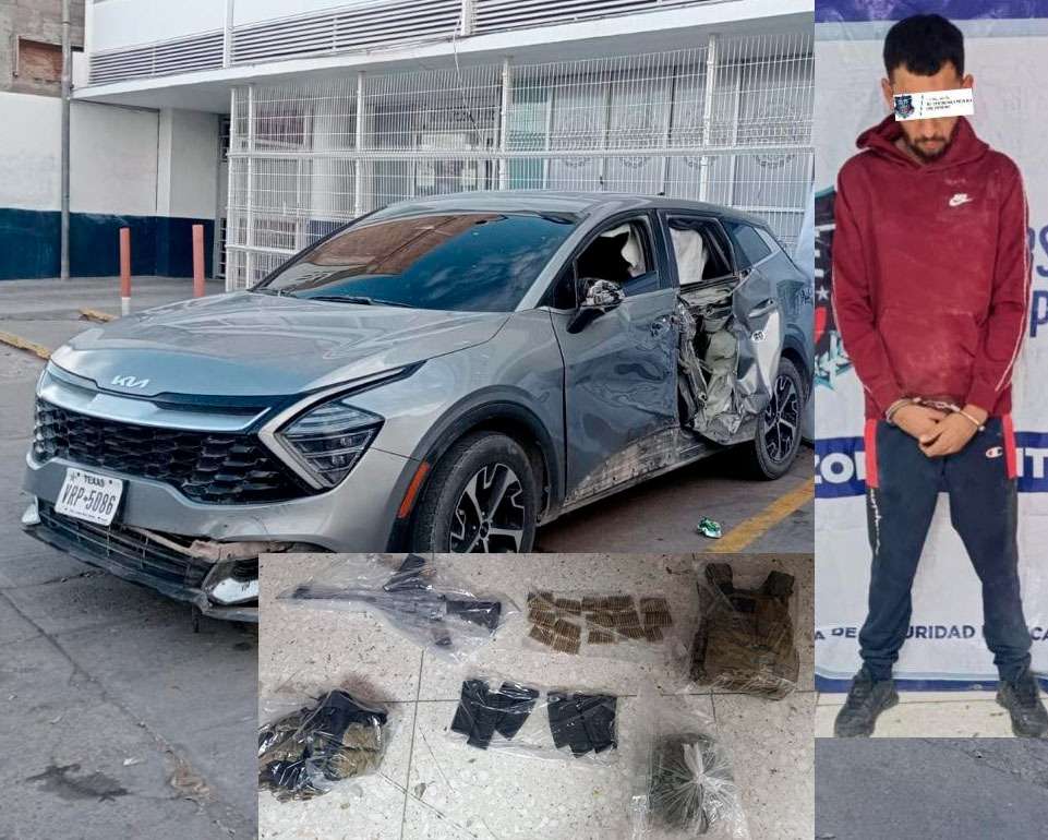 Detiene GN a uno con fusil y droga en la carretera Aldama–Ojinaga
