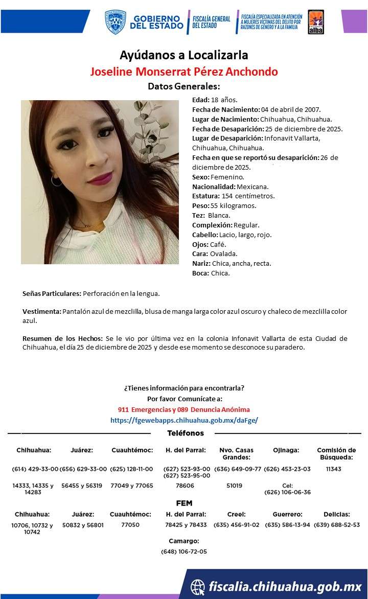 Desaparece jovencita en la colonia Infonavit Vallarta 