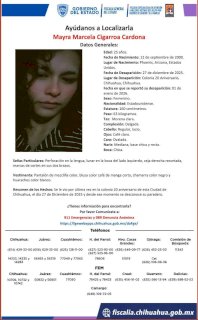 Buscan a joven desaparecida en la 20 Aniversario