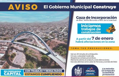 Anuncian rutas alternas por obra en Teófilo Borunda 