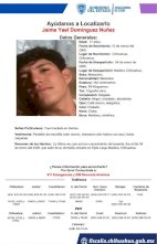 Solicitan apoyo para localizar a joven desaparecido en Madera