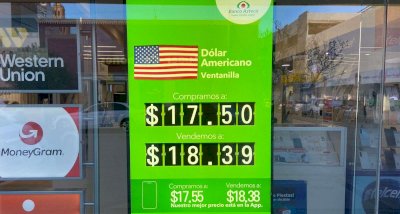 Baja el dólar a $18.39 en Banco Azteca