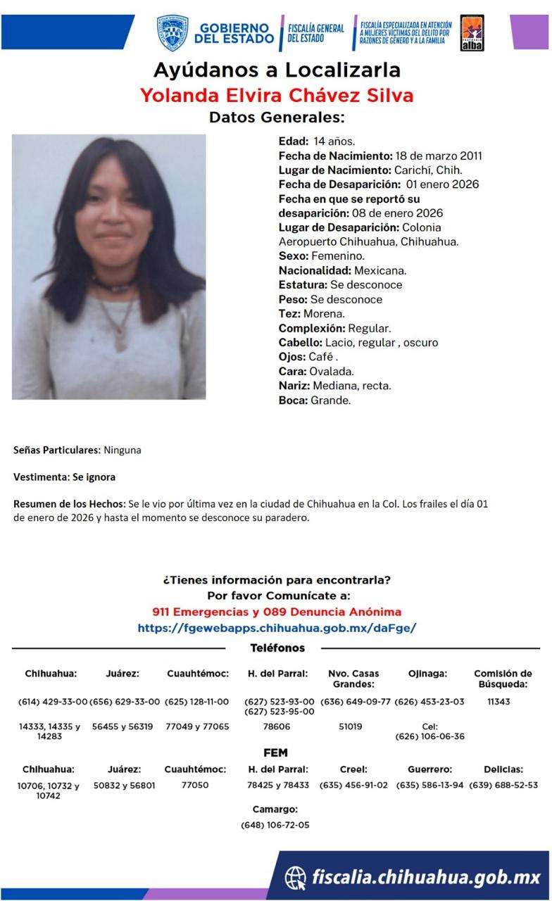 Buscan a jovencita desaparecida en la colonia Los Frailes