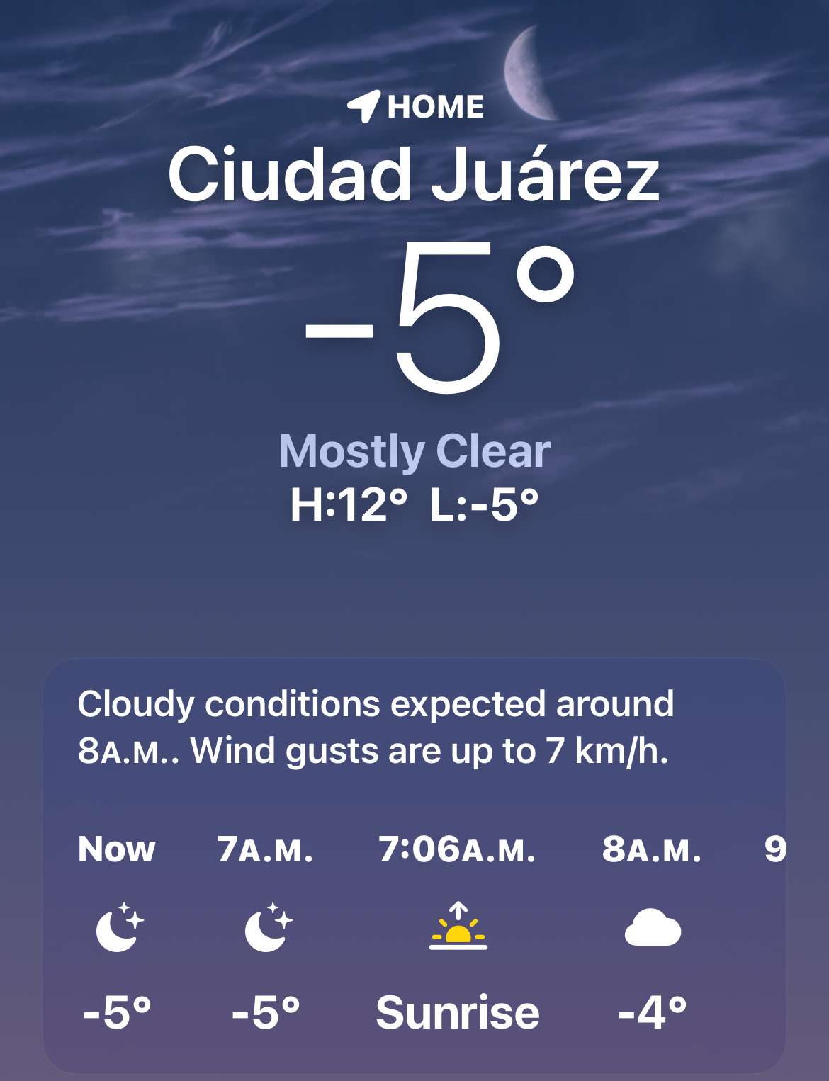 Amanece Juárez con temperaturas bajo cero; registra -5 °C