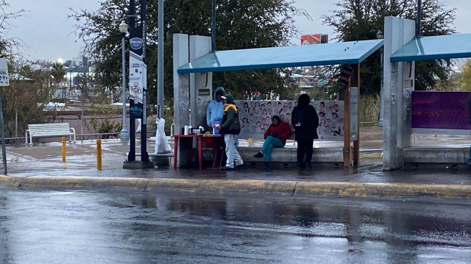 Sacan paraguas y chamarras ante bajas temperaturas