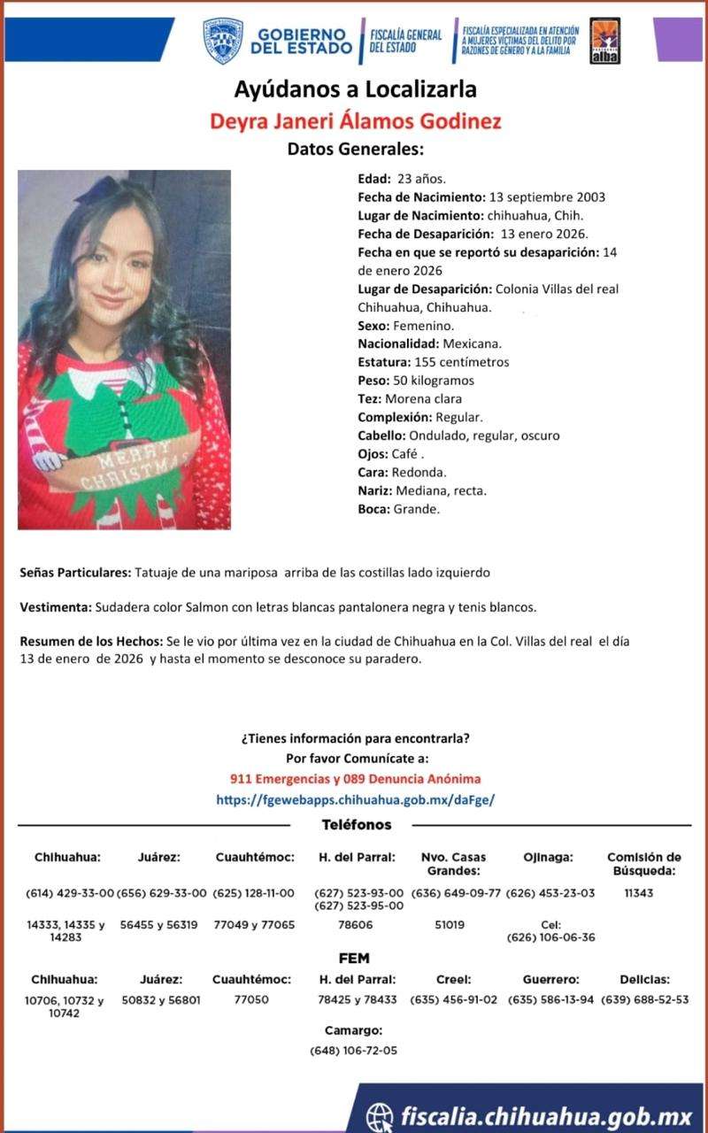 Solicitan ayuda para localizar a mujer desaparecida en Villas del Real