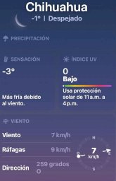 Baja sensación térmica a -3 grados centígrados en la ciudad