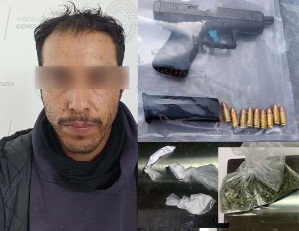 Detienen a uno en Cuauhtémoc con pistola y drogas